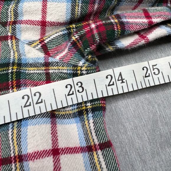 Men's Lands'end Red & Green Plaid Flannel Button Down Shirt Size Large - Picture 5 of 7